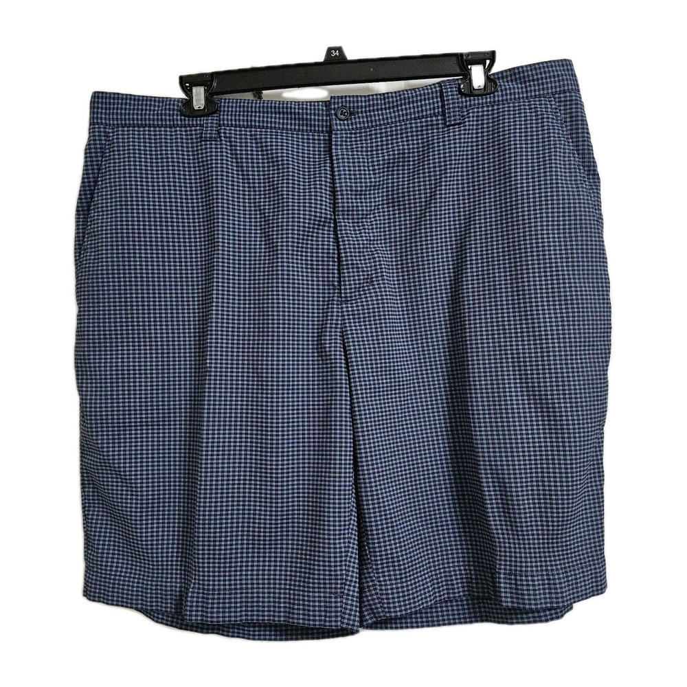 Cutter & Buck Shorts Mens 42 Blue CB DryTec Micro Check Plaid Golf Flat Front